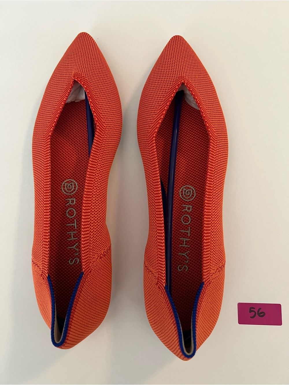 Rothy’s The Point Coral Orange Knit Pointed Toe Flats NWOT Sz 10.5 - Picture 1 of 7